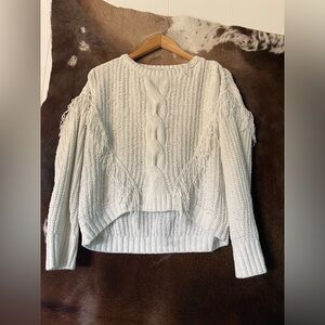 White fringe sweater